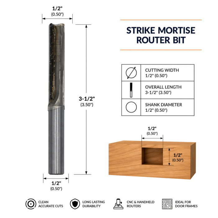 Strike Mortise Router Bit .5"x.5"x3.5"
