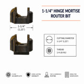 1-1/4" Hinge Mortise Router Bit (1/4-28 RGI)