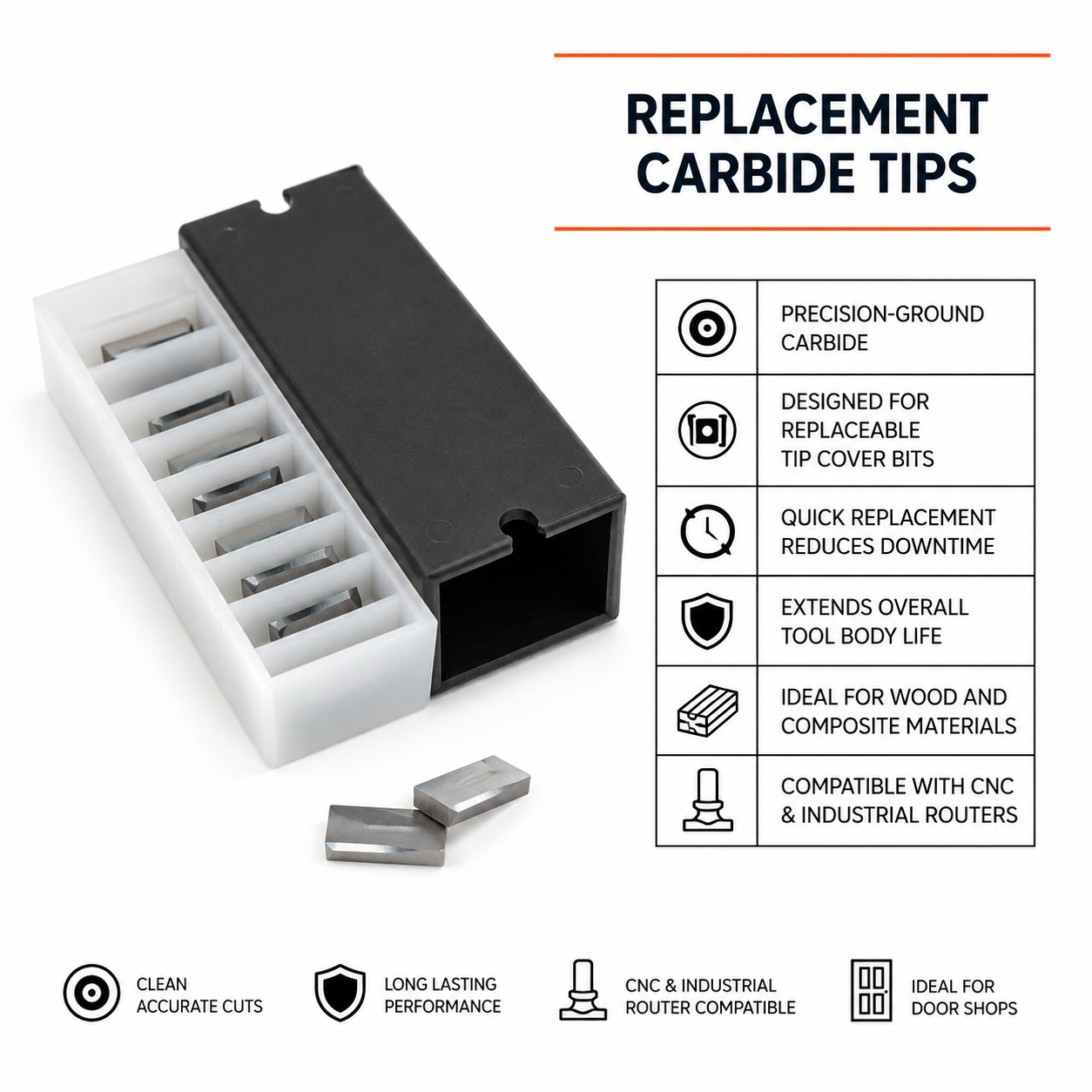 Replacement Carbide Tips for Cover Bits (10 Pack) Replacement Carbide Tips for Cover Bits (10 Pack)