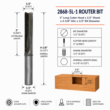 2868-5L-1 Router Bit – 2" Cutter Head x 1/2" Shank x 4-1/8" OAL