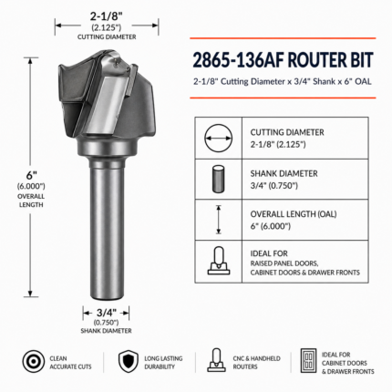 2865-136AF Router Bit – 2-1/8" Cutting Diameter x 3/4" Shank x 6" OAL